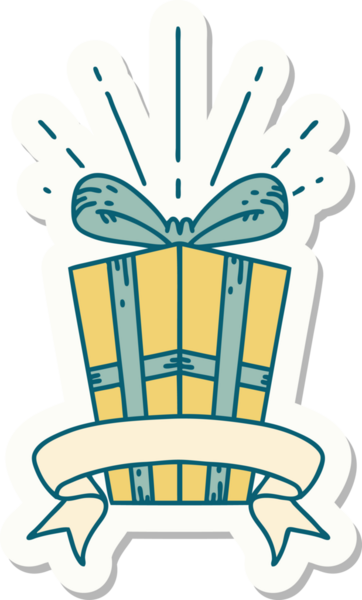 Bir insan tarafından çizilmiş dövme stili Noel hediyesi.