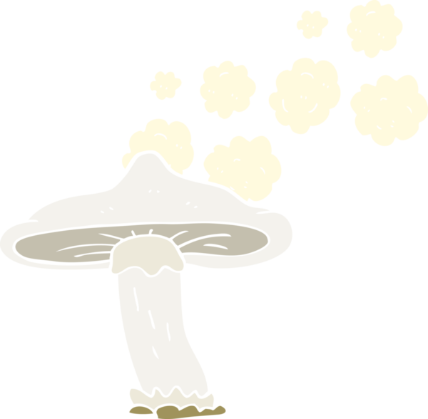 Bir insan tarafından çizilmiş mantarın düz renk çizimi