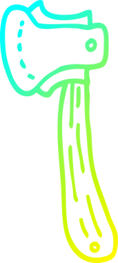 Bir insan tarafından çizilmiş uzun bir baltanın soğuk eğimli çizgisi.