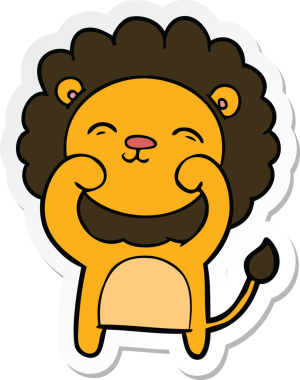 Bir insan tarafından çizilmiş karikatür aslanının çıkartması.