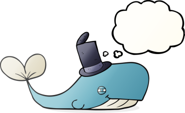 Bir insan tarafından çizilmiş balina şapkası ile serbest çizilmiş düşünce balonu.