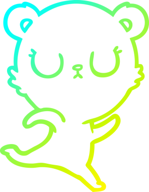 Bir insan tarafından çizilmiş barışçıl bir çizgi film ayısının soğuk gradyan çizimi.