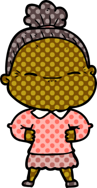 Bir insan tarafından çizilmiş barışçıl yaşlı bir kadın.