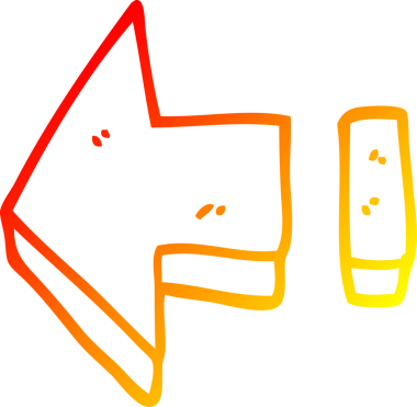 Bir insan tarafından çizilen kırmızı okun sıcak eğimli çizgi çizimi