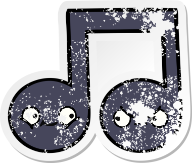 Bir insan tarafından çizilmiş şirin bir karikatür müzik notasının sıkıntılı çıkartması.