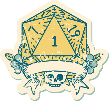 Retro Dövme Biçimi Doğal Bir d20 zar bir insan tarafından çizildi