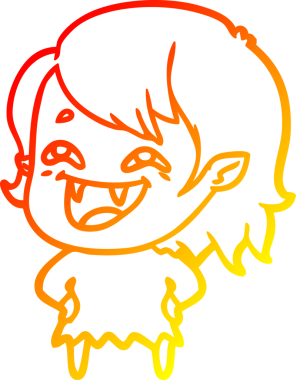 Bir insan tarafından çizilmiş gülen vampir kız çizgi filmi.