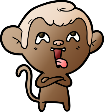 Bir insan tarafından çizilmiş çılgın çizgi film maymunu