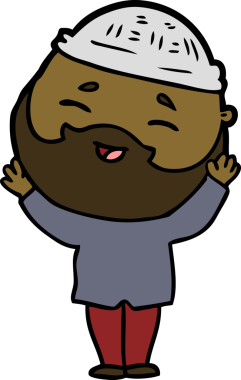 Bir insan tarafından çizilmiş mutlu sakallı bir adam.