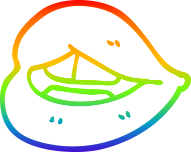 gökkuşağı gradyan çizgi çizimi bir insan tarafından çizilmiş mor dudaklar