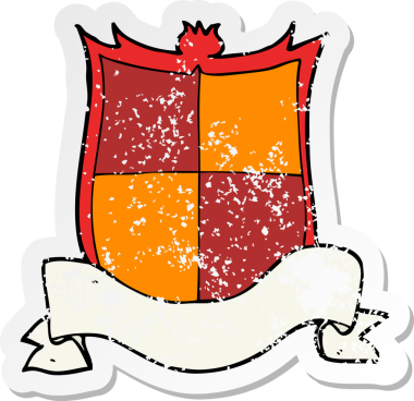 Bir insan tarafından çizilmiş eski ve sıkıntılı bir karikatür çıkartması.