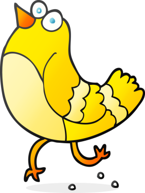 Bir insan tarafından çizilmiş serbest çizgi film kuşu.