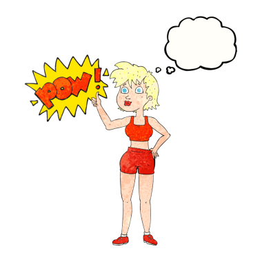 Mutlu jimnastik salonundaki kadın bir insan tarafından çizilmiş.