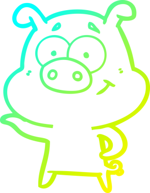 Bir insan tarafından çizilen çizgi film domuzunun soğuk çizgi çizimi