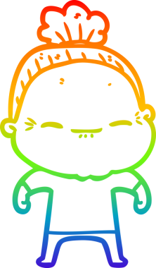 Gökkuşağı gradyan çizimi bir insan tarafından çizilmiş barışçıl yaşlı bir kadının çizimi