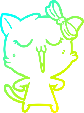 Bir insan tarafından çizilen çizgi film kedisinin soğuk gradyan çizgisi.