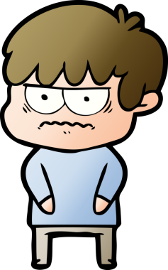 Bir insan tarafından çizilmiş sinirli çizgi film çocuğu.