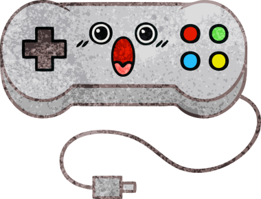 Bir insan tarafından çizilmiş bir oyun denetleyicisinin retro grunge desen çizgi filmi