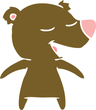 Bir insan tarafından çizilmiş düz renkli çizgi film ayısı