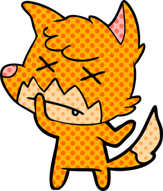 Bir insan tarafından çizilmiş ölü tilki çizgi filmi