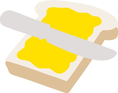 Bir insan tarafından çizilmiş tereyağlı tost dilimi