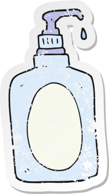 Bir insan tarafından çizilmiş bir el sabununun gerilimli retro yapıştırması.