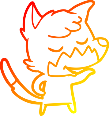 Bir insan tarafından çizilmiş dost canlısı bir tilkinin sıcak çizgi çizimi