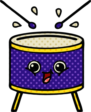 bir insan tarafından çizilmiş bir davul karikatürü.