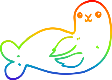 gökkuşağı gradyan çizgi çizimi bir insan tarafından çizilmiş fok