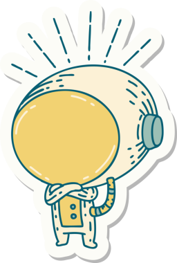 Bir insan tarafından çizilmiş dövme stili astronot çıkartması.