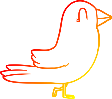 Bir insan tarafından çizilmiş çizgi film kuşunun sıcak gradyan çizimi