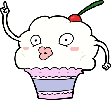 Bir insan tarafından çizilmiş komik bir kek.