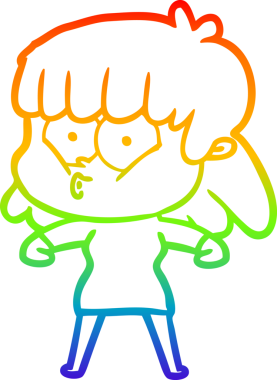 gökkuşağı gradyan çizimi bir insan tarafından çizilmiş bir çizgi film ıslık kızı