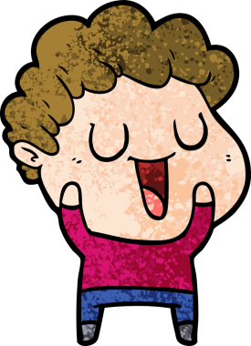 Bir insan tarafından çizilmiş gülen karikatür adam.