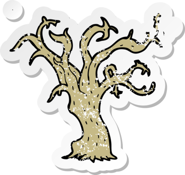 Bir insan tarafından çizilmiş karikatür kış ağacının geriletilmiş yapıştırması.