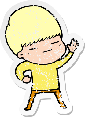 Bir insan tarafından çizilmiş kendini beğenmiş bir çizgi film karakterinin sıkıntılı çıkartması.