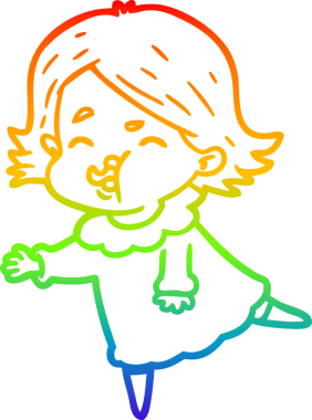 Gökkuşağı gradyan çizgi çizimi Bir insan tarafından çizilen bir kız karikatürü