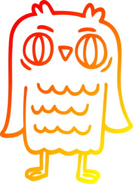 Bir insan tarafından çizilmiş bir baykuşun sıcak çizgi çizimi