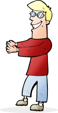 Bir insan tarafından çizilmiş gözlüklü sırıtan adam.