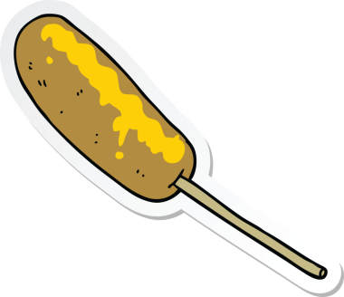 Bir insan tarafından çizilmiş çubuğa yapıştırılmış sosisli sandviç etiketi.