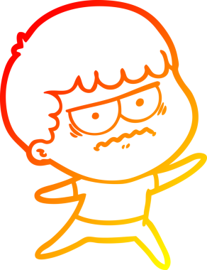 Bir insan tarafından çizilmiş, kızgın bir çizgi film karakteri.