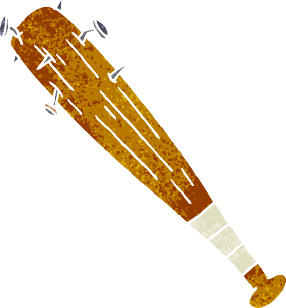 Bir insan tarafından çizilmiş çivili bir yarasanın el çizimi karikatürü