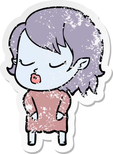 Bir insan tarafından çizilmiş şirin bir vampir kızın sıkıntılı çıkartması.