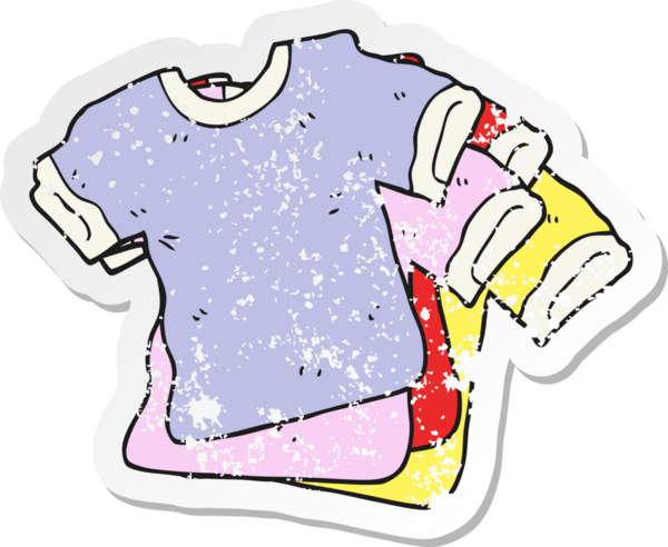 Bir insan tarafından çizilmiş eski bir karikatür tişörtü.