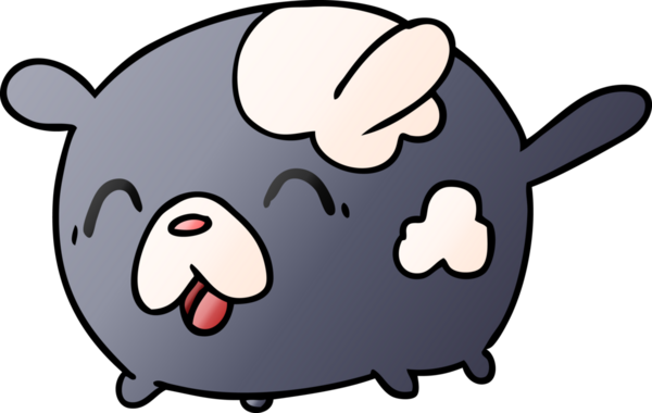 gradyan çizgi film çizimi kawaii sevimli yama köpeği bir insan tarafından çizildi