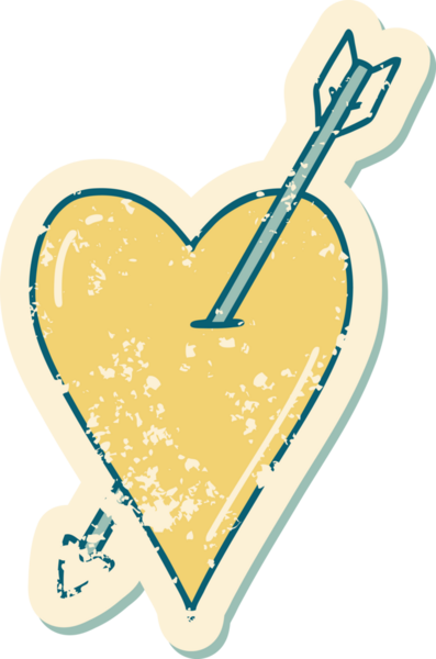 Bir insan tarafından çizilmiş ok ve kalbin sembolik depresif dövme görüntüsü