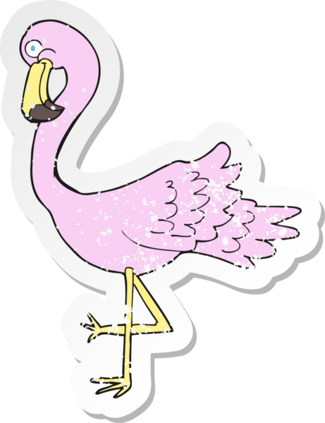 Bir insan tarafından çizilmiş çizgi film flamingosunun gerilimli yapıştırması.