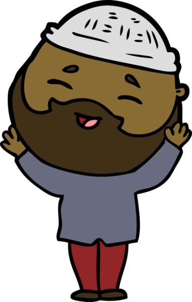 Bir insan tarafından çizilmiş mutlu sakallı bir adam.