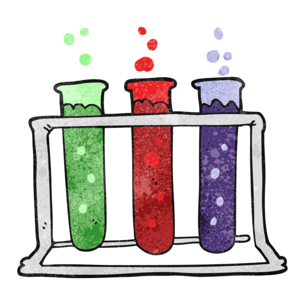 Bir insan tarafından çizilmiş el yapımı çizgi film test tüpleri.