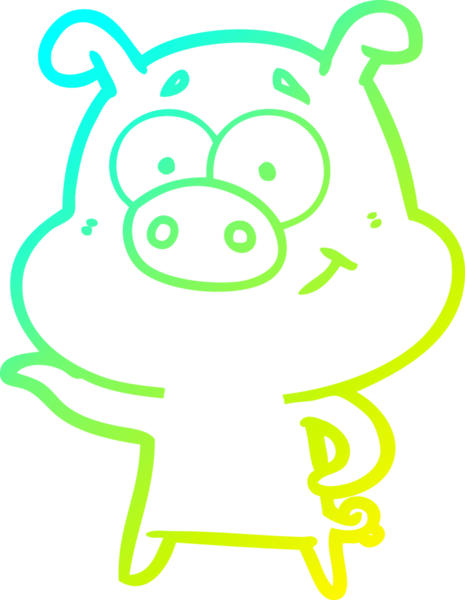 Bir insan tarafından çizilen çizgi film domuzunun soğuk çizgi çizimi